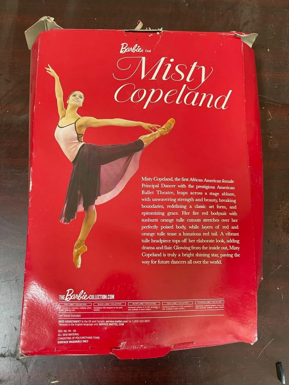 Barbie collector pink label Misty Copeland Red Ballet Costume with Tulle Skirt